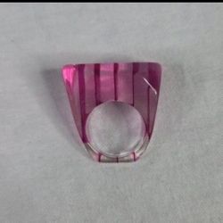 Vintage Pink/Purple Striped Lucite Ring MCM Retro 60s 70s Women's Chunky