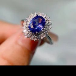 925 NATURAL Tanzanite Resizable Ring For Women 