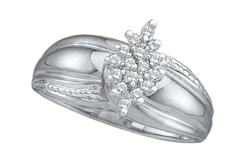 Sterling Silver Women's Diamond Cluster Ring