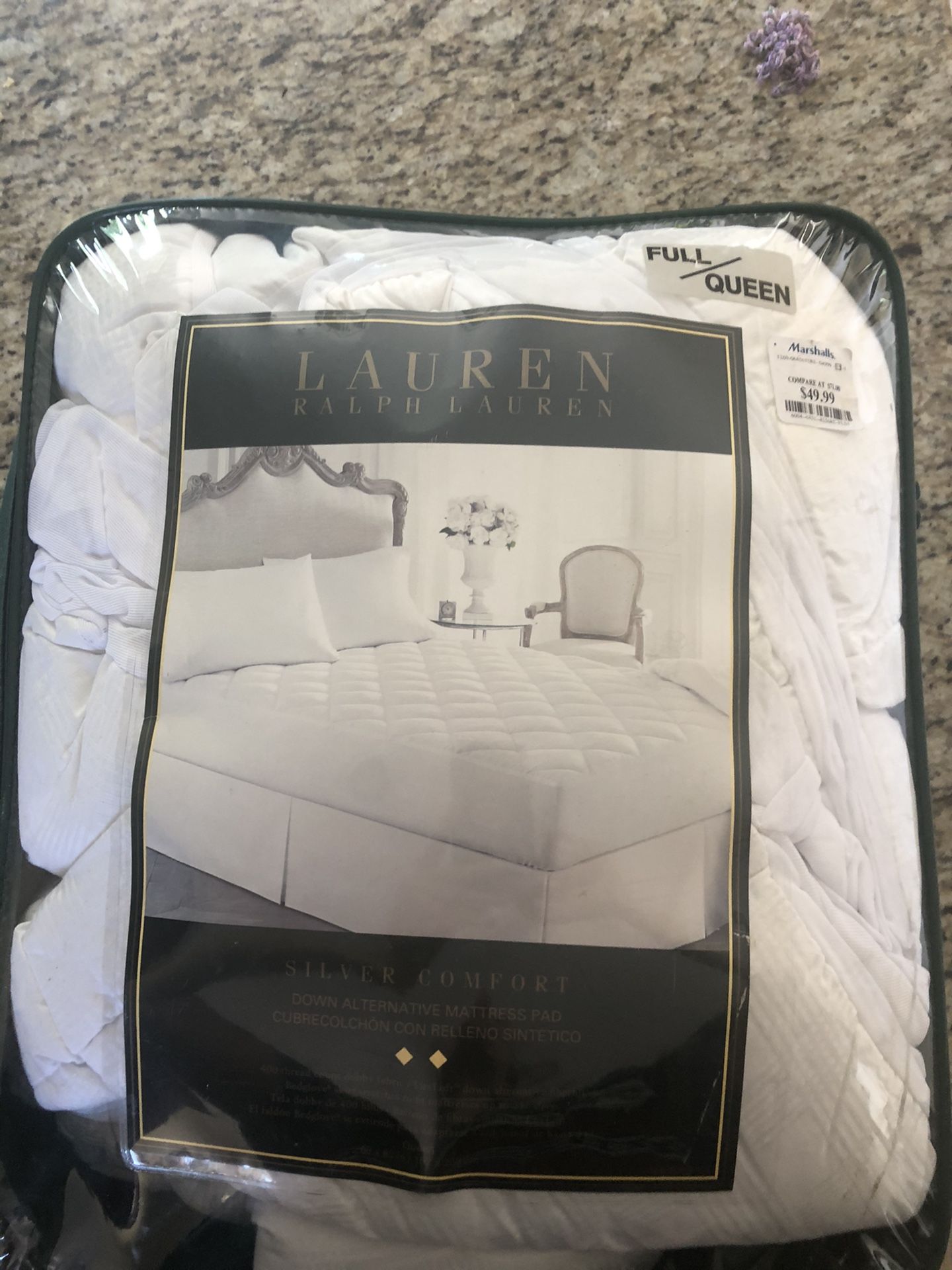 Ralph Lauren Mattress Pad Silver Comfort Full/Queen