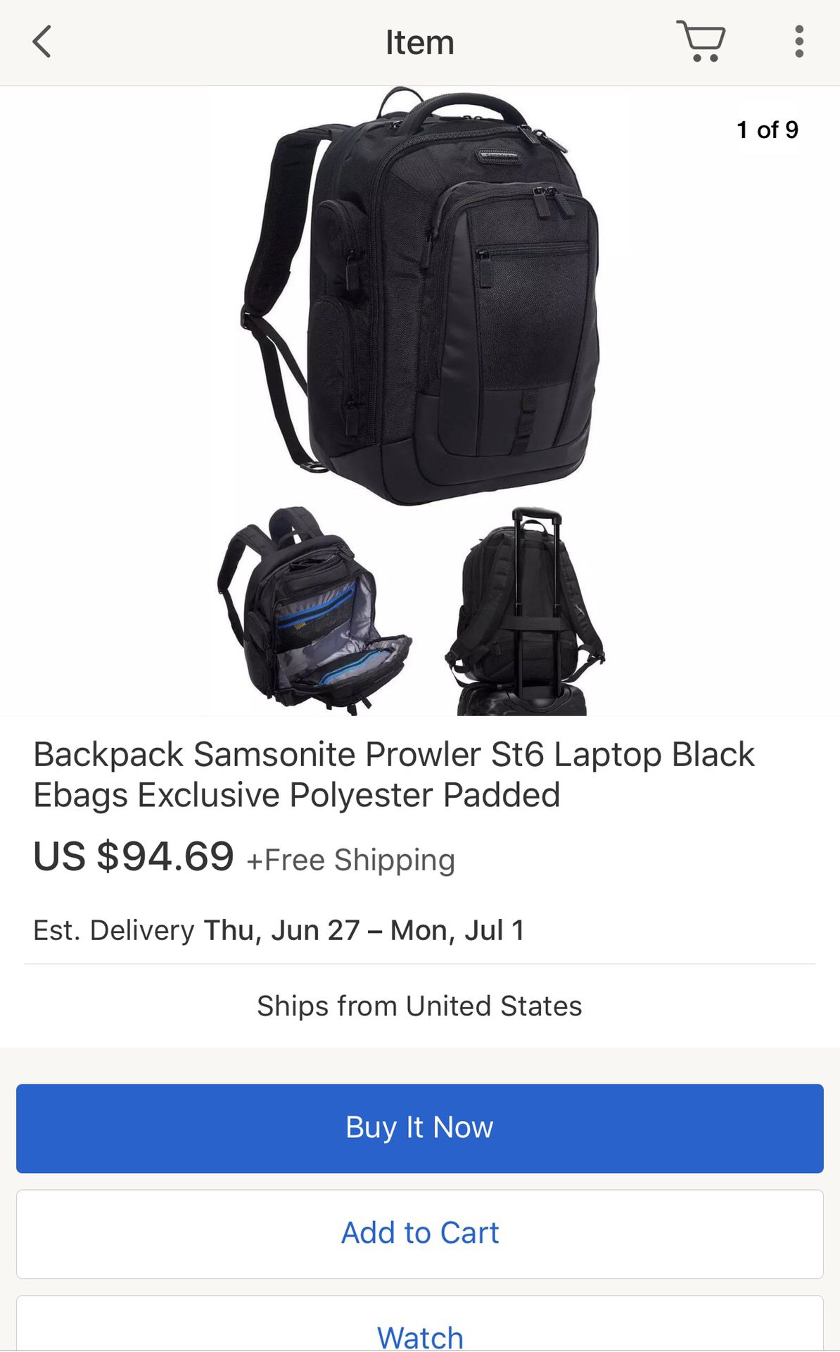 Samsonite Laptop Backpack TSA Approved Black Like New