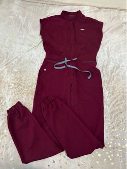 Burgundy Figs scrub jumpsuit Size XS