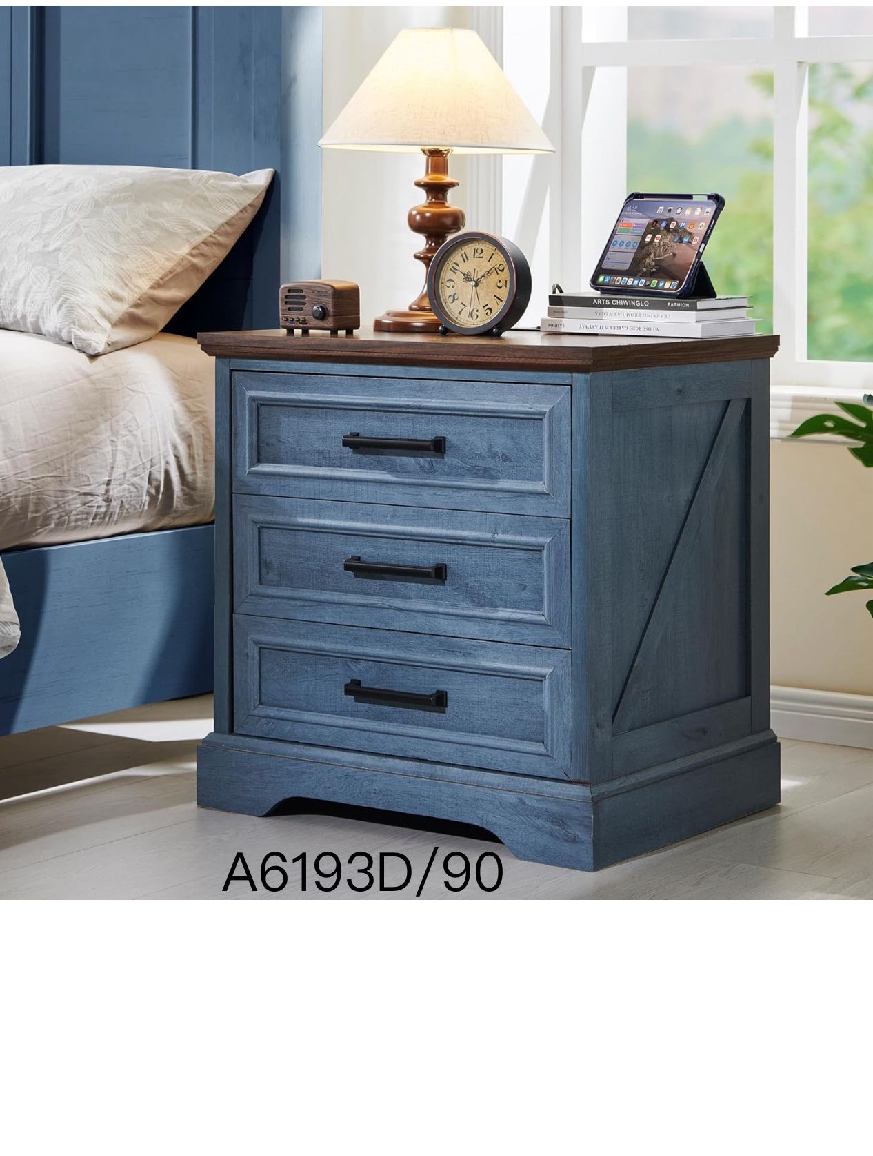 Farmhouse Nightstand with Charging Station