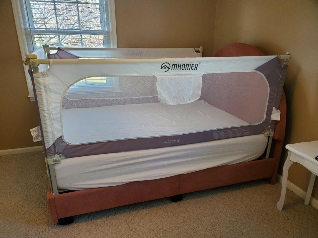 MHOMER 54” Extra Tall Bed Rail Guard – Grey, Foldable Safety Bed Rail for Toddlers & Kids