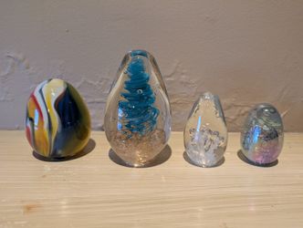 4 Decorative Blown Glass Eggs
