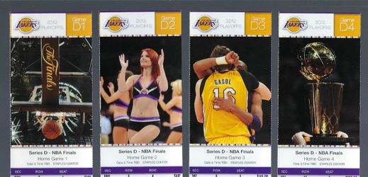 KOBE BRYANT 2012 NBA LAKERS NBA FINALS PLAYOFFS FULL TICKETS ALL 4 HOMES GAMES

