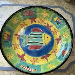 Hausenware Hand Painted Ceramic Serving Bowl