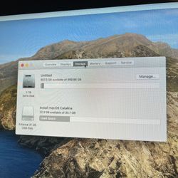 iMac 21.5inch late 2013 i5 8gb ram  1TB sata disk macOS Catalina version 10.15.7 It has a small crack on the right corner. Check the pics for details.