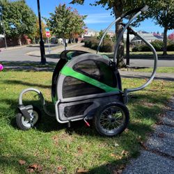 DoggyRide Mini Dog Stroller & Bike Trailer By DutchDog - Green/Gray