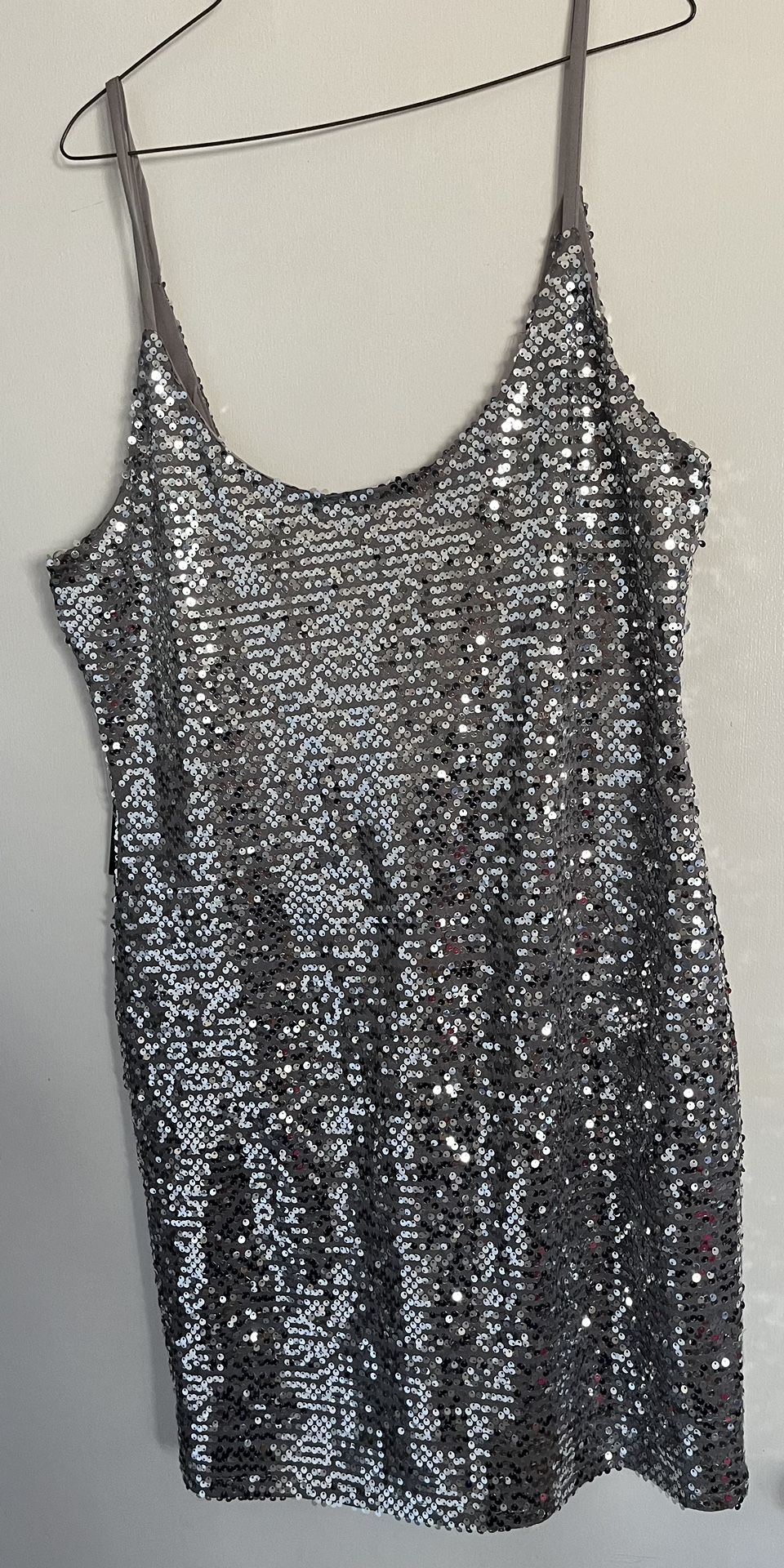 Silver Sequins  Short Dress