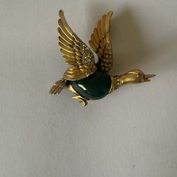 Vintage Jortolami Duck Brooch - Signed