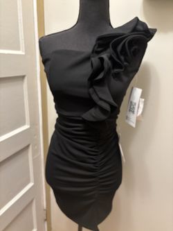 Black one shoulder mini dress