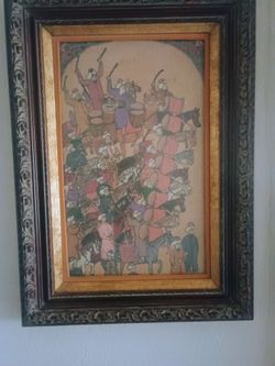 Antique framed tapestry