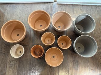 10 Terra Cotta & Ceramic Plant Pots Bundle Various Sizes Made in Italy