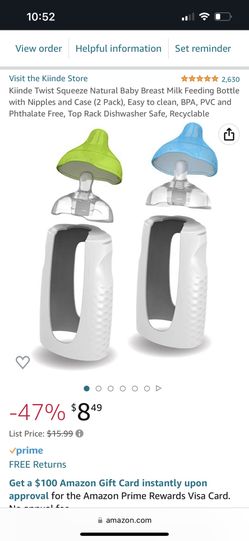 Kiinde Twist Squeeze Baby Milk Feeding Bottles With Nipples And Case