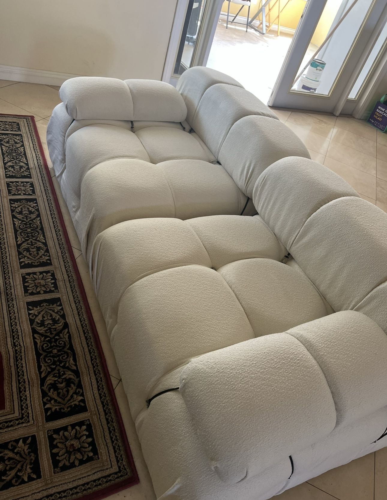 Small White Boucle Couch