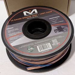 Mediabridge 14AWG 2-Conductor Clear Speaker Wire ~83 Feet (SW-14X2-100-CL)