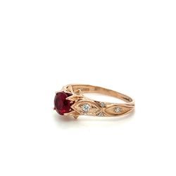 14kt Rose Gold Ring With Red Garnet Stone 3.30grams Size 8 167382 11