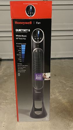 Honeywell QuietSet 8-Speed Oscillating Tower Fan Black Programmable Timer, Quiet Operation