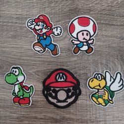 Embroidered Iron On Super Mario Patches