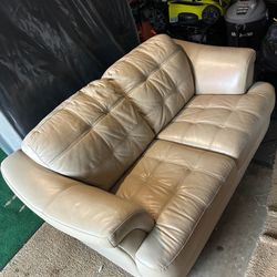 Beige leather sofa