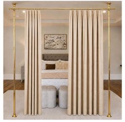 Room Divider Curtain Rod, Adjustable Room Separator for Space Partition 4-10ft(H) 28-72inch(W) Temporary No Drill Wall Room Divider Floor (2696)