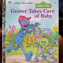 Little Golden Book #109-64 Sesame Street Grover Takes Care of Baby 1987