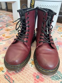 Dr. Martens Kids Cherry Red Lace-Up Boots