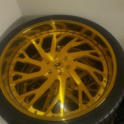 26" Gold Forgiato Wheels And Tires