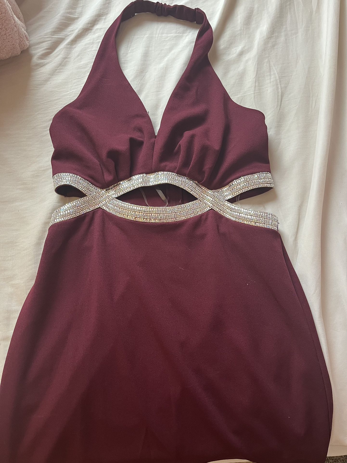 Burgundy Fitted Dress