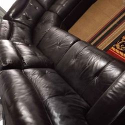 SECTIONAL GENUINE 💯% LEATHER RECLINER ELECTRIC BLACK COLOR.. DELIVERY 🚚 SERVICE AVAILABLE 🚚💥🚚✅