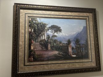 Lodge On Lake Como Painting Framed
