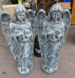 Set of Two Halloween Angel statues (THICK PLASTIC) 39"T X 16"W