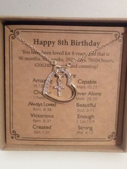 ESPVO happy birthday necklace. A heart and a Cross necklace.