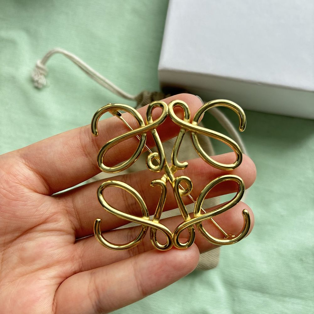 Loewe Gold Tone Anagram Metal Brooch