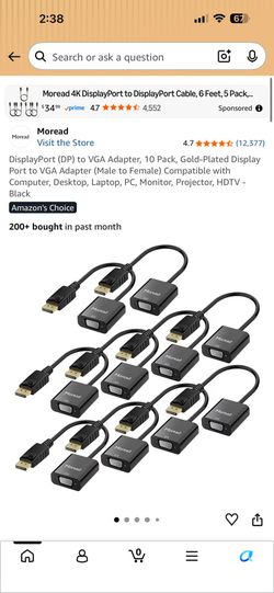 ON SALE!🔥!DisplayPort (DP) to VGA Adapter, 10 Pack, Gold-Plated Display Port to VGA Adapter (Male to Female) Compatible with Computer, Desktop,