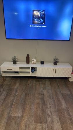 White and Gold Entertainment Table with Storage