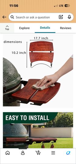Brand New Side Shelf Kit for 18” Large “Big Green Egg” Charcoal Grill & Smoker