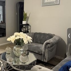 living room coffee table and dining room with square glass table