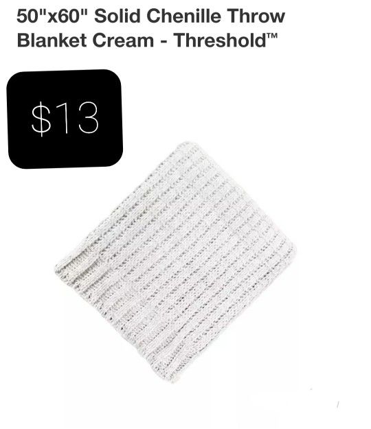 50"x60" Solid Chenille Throw Blanket Cream - Threshold
