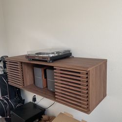 Oak Wood Mounted Vinyl Shelf