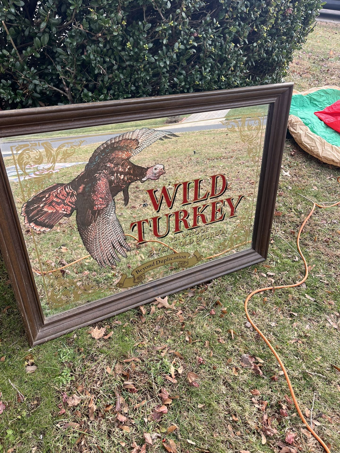 Vintage Wild Turkey Bourbon Advertisement 36"x26" Mirrored Sign Bar Man Cave. If listed it’s available