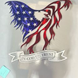 American Eagle In God We Trust, Red,White,Blue,15”x15”