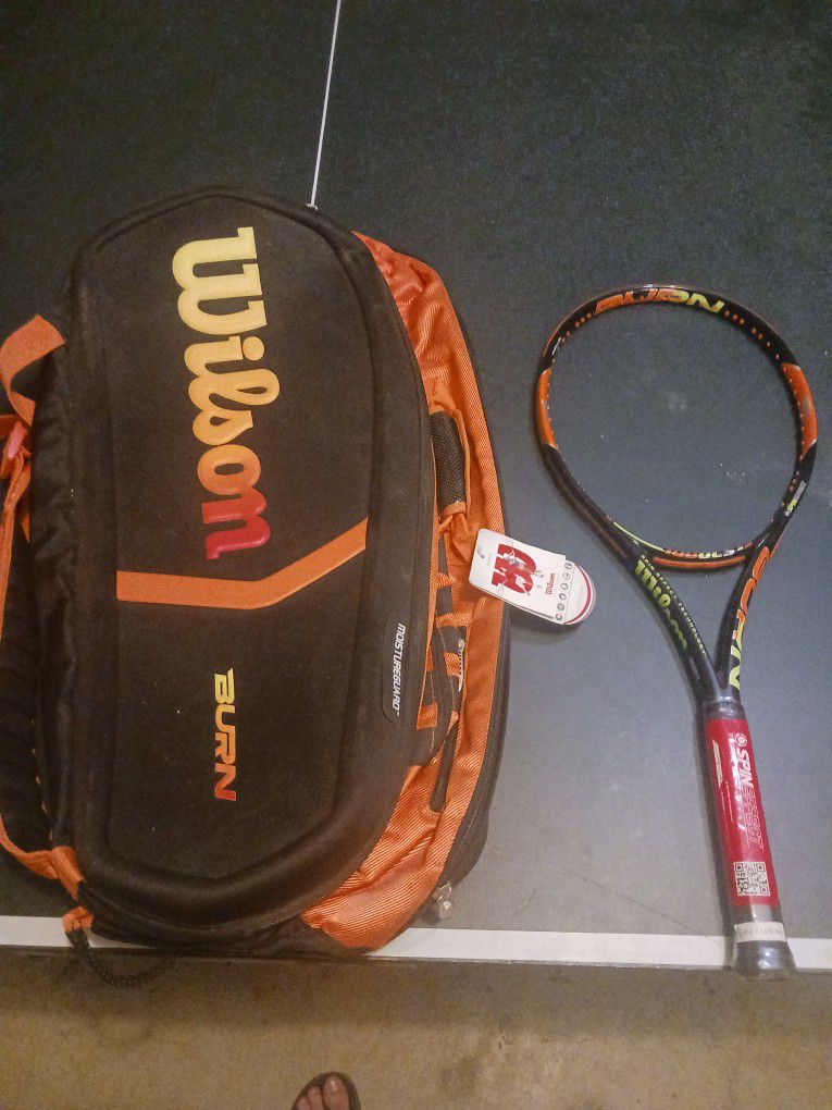 Wilson Burn Tennis Racket And Bag