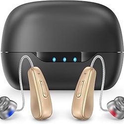 Rechargeable Hearing Aids for Seniors with Noise Cancelling, Hearing Amplifier with 5 Levels of Volume Adjustment, Easy to Operate and Hear Clear Soun
