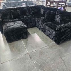 Fluffy Black Soft Living Set 