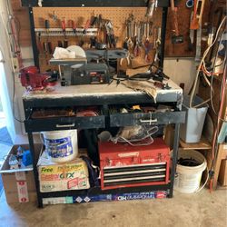 Workbench With Shelf , 2 Drawers And Storage $75 With Vise. 65 Without  Vise.