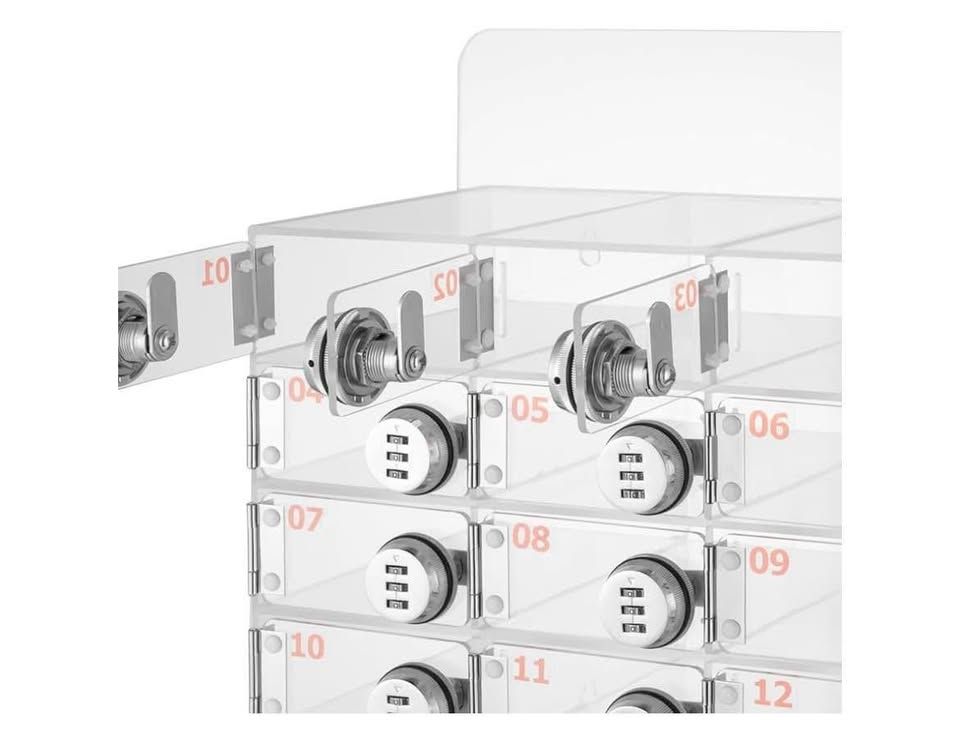 Acrylic Clear Phone Lock Box w/Combination Lock Cell Phone Locker for Classroom Storage Locker Cell