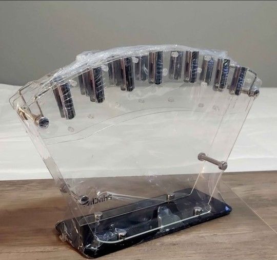 NEW! Princhef Acrylic Knife Holder Stand (holds 15 knives, plus 2 side holders for scissors or peelers)