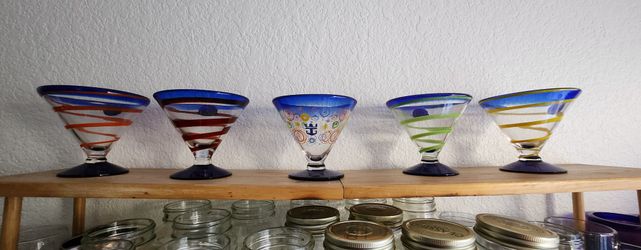 KOSTA BODA Art Glass ROYAL CARIBBEAN Martini Cobalt,.4.5"tall 